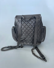 Load image into Gallery viewer, Chanel, Chanel backpack, Luxury backpack, Quilted backpack, Silver backpack, Chanel silver backpack, Chanel airlines backpack, Chanel casual rock airlines backpack, chanel casual rock backpack, Chanel travel bag, Preloved chanel, Preluxe