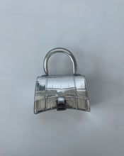 Load image into Gallery viewer, Balenciaga, Mini balenciaga, Balenciaga hourglass bag, Balenciaga mini hourglass bag, Silver balenciaga bag, Mini hourglass handbag, Mini silver hourglass bag, crossbody balenciaga, preluxe, preloved handbag, preloved balenciaga