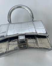 Load image into Gallery viewer, Balenciaga, Mini balenciaga, Balenciaga hourglass bag, Balenciaga mini hourglass bag, Silver balenciaga bag, Mini hourglass handbag, Mini silver hourglass bag, crossbody balenciaga, preluxe, preloved handbag, preloved balenciaga
