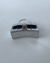 Load image into Gallery viewer, Balenciaga, Mini balenciaga, Balenciaga hourglass bag, Balenciaga mini hourglass bag, Silver balenciaga bag, Mini hourglass handbag, Mini silver hourglass bag, crossbody balenciaga, preluxe, preloved handbag, preloved balenciaga