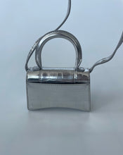Load image into Gallery viewer, Balenciaga, Mini balenciaga, Balenciaga hourglass bag, Balenciaga mini hourglass bag, Silver balenciaga bag, Mini hourglass handbag, Mini silver hourglass bag, crossbody balenciaga, preluxe, preloved handbag, preloved balenciaga