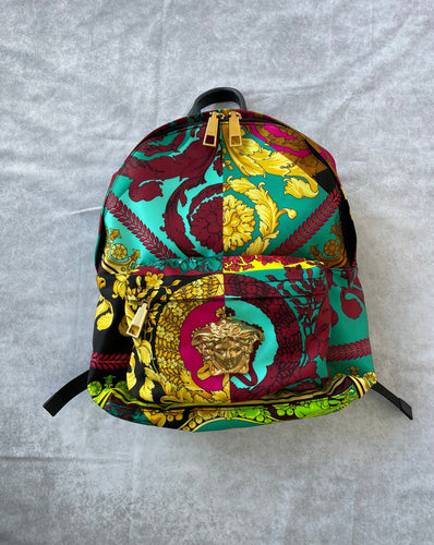 Versace, Versace backpack, Versace medusa nylon zip backpack, medusa backpack, preloved, preluxe, versace medusa backpack