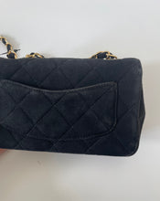 Load image into Gallery viewer, chanel, Chanel mini, Chanel black bag, Small chanel handbag, preloved chanel, Classic mini flap bag, rectangular mini flap bag, mini flap bag in suede, black mini flap bag, chanel suede bag, chanel mini flap bag, Chanel sale, Preloved chanel, preluxe