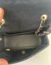 Load image into Gallery viewer, chanel, Chanel mini, Chanel black bag, Small chanel handbag, preloved chanel, Classic mini flap bag, rectangular mini flap bag, mini flap bag in suede, black mini flap bag, chanel suede bag, chanel mini flap bag, Chanel sale, Preloved chanel, preluxe