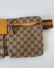 Load image into Gallery viewer, Gucci, GG Monogram, Preloved gucci, Gucci belt bag, Gucci waist bag, Belt bag, Gucci double pocket belt bag, double pocket belt bag, preluxe, secondhand designer items