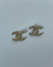 Load image into Gallery viewer, CHANEL | CC CRYSTAL STUD EARRINGS | GOLD