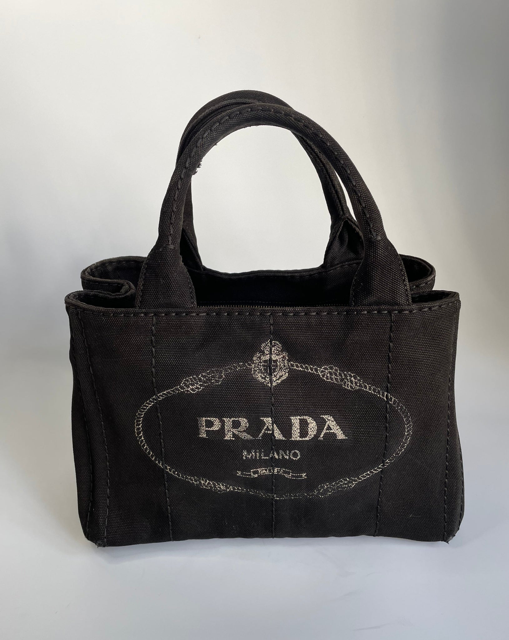 Prada Black Canvas Canapa Logo Tote Bag Tote Bag Prada