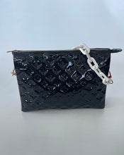 Load image into Gallery viewer, LV, Louis Vuitton, Coussin, Coussin MM, Coussin vernis, LV coussin, Louis Vuitton Coussin, Louis vuitton coussin vernis, Louis vuitton black bag, Lv vernis handbag, Louis vuitton handbag, LV handbag, Patent leather handbag, Preluxe, preloved handbag, preloved louis vuitton
