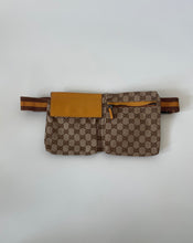 Load image into Gallery viewer, Gucci, GG Monogram, Preloved gucci, Gucci belt bag, Gucci waist bag, Belt bag, Gucci double pocket belt bag, double pocket belt bag, preluxe, secondhand designer items
