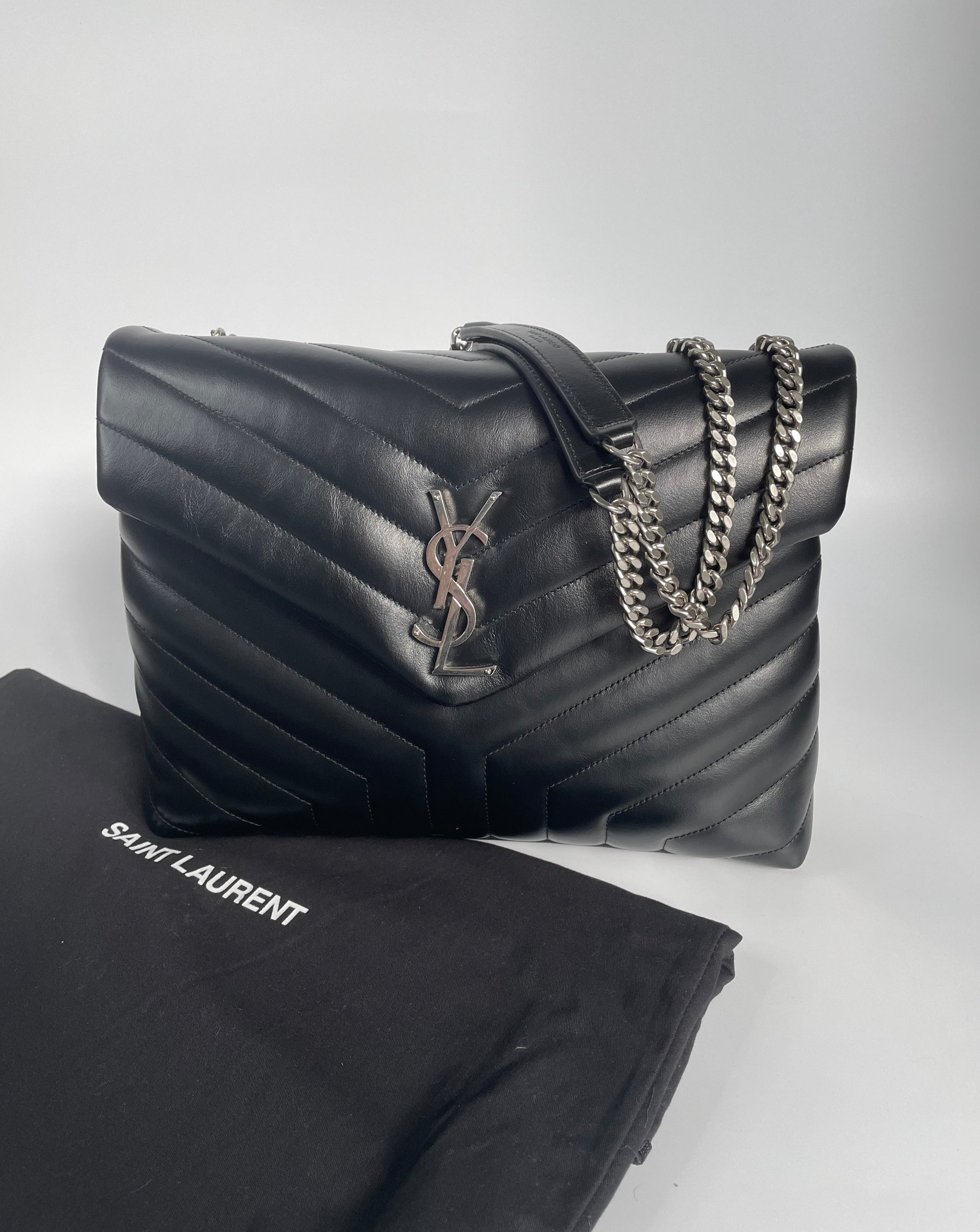 YSL | LOULOU MEDIUM CHAIN BAG | BLACK – PRELUXE