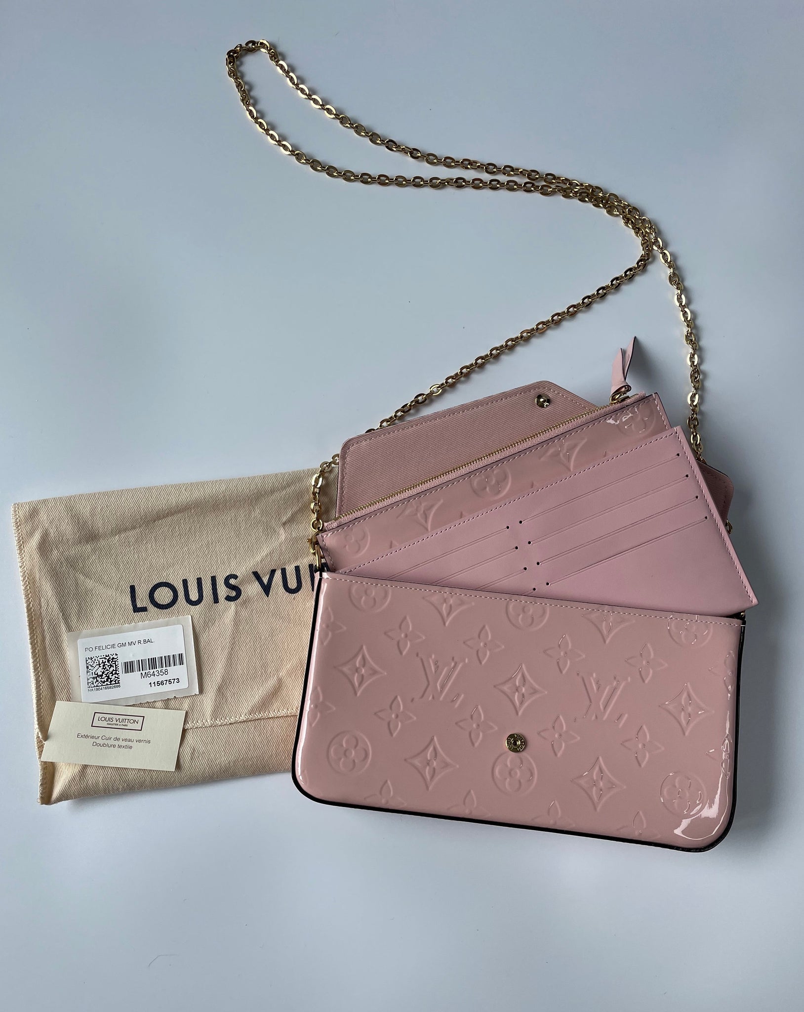Louis Vuitton Pochette Felicie Monogram Vernis (Without Acceessories)  Amarante in Patent Leather with Gold-tone - US