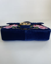 Load image into Gallery viewer, Gucci medium marmont velvet blue shoulder bag, modern, gucci modern bag
