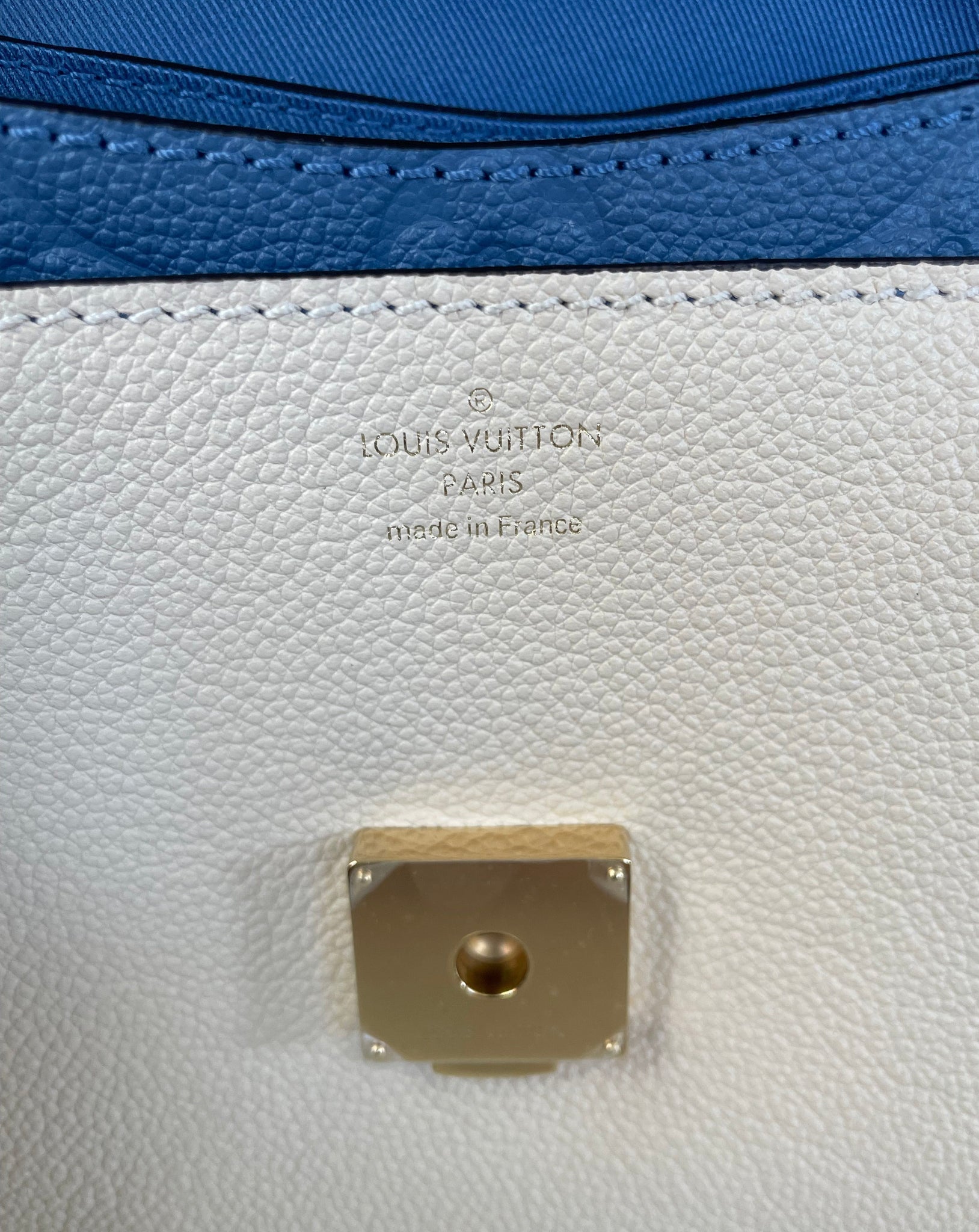 Louis Vuitton Navy Blue Red Leather Monogram Empreinte Blanche BB