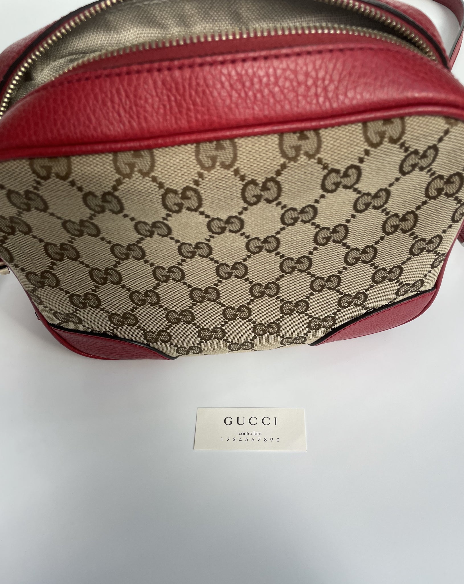 Gucci Bree Leather Beige/Red GG Canvas Cross Body Bag – Sunset Boutique
