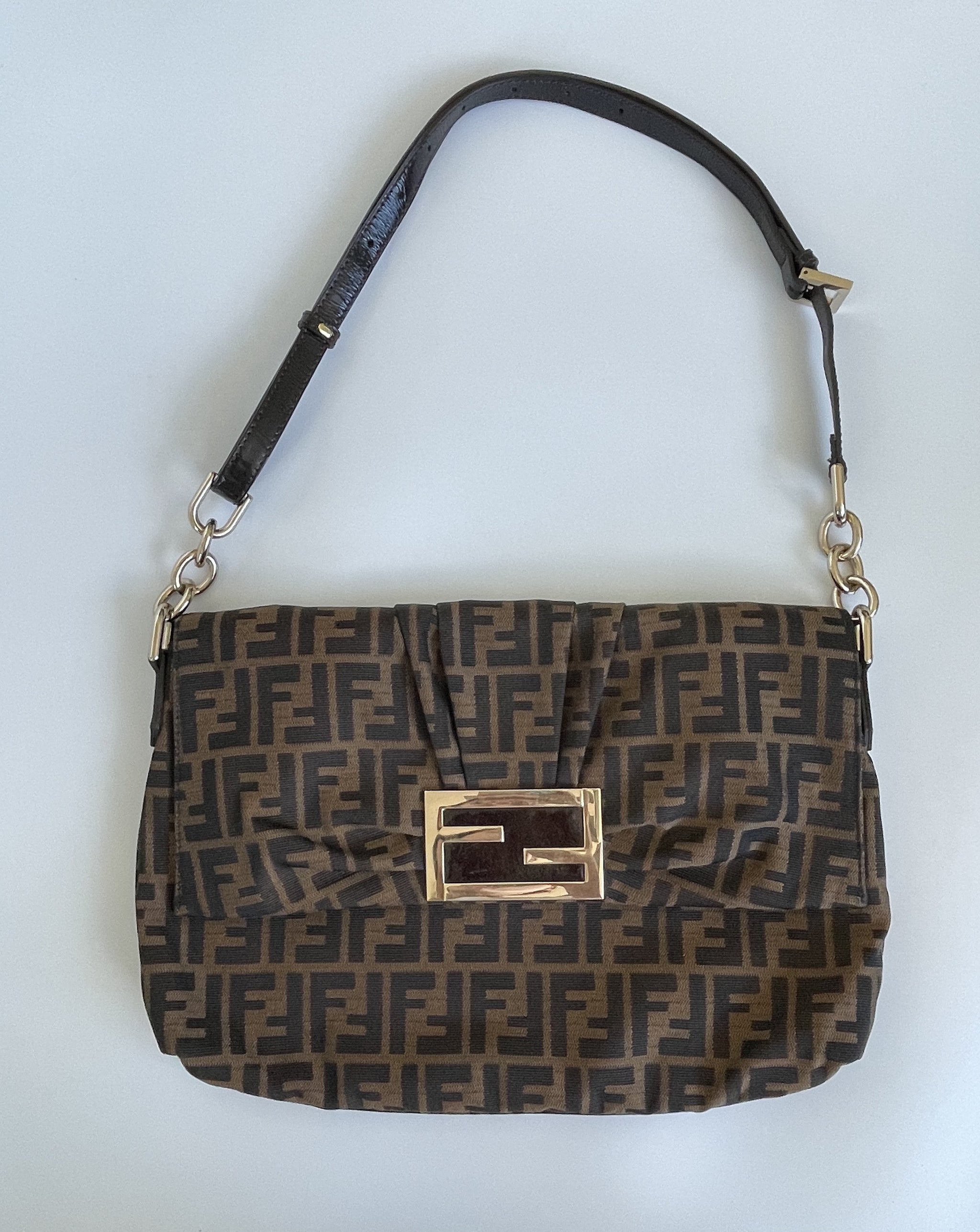 Fendi Zucca Canvas Leather Brown Shoulder Bag - Final Call