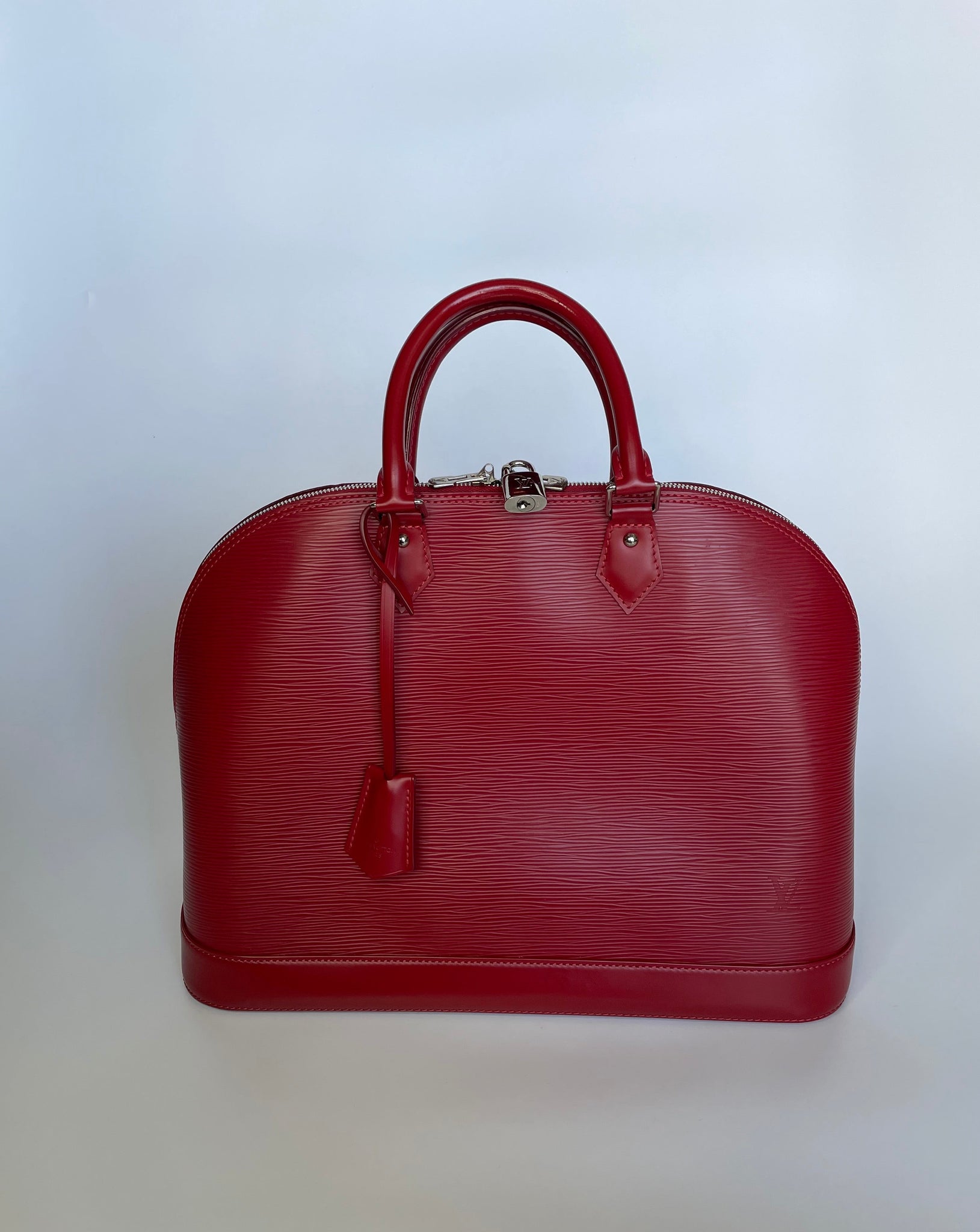 LOUIS VUITTON Alma GM Epi Leather Satchel Bag Red